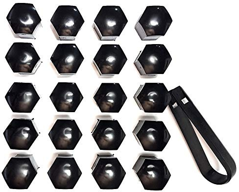 BIMECC 20x Universal 19mm Kunststoff Abdeckkappe inkl. Abziehhaken Auto Mutter Covers Bolt Radkappen Radkappenschrauben