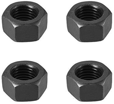 sourcing map 4 Stück Sechskantmuttern, M20x2,5mm Metrisches Grobgewinde Sechskant Mutter, Kohlenstoffstahl (Schwarz)