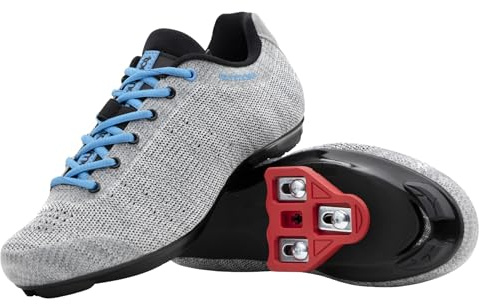 Tommaso Pista Elite Peloton Shoes for Women, Indoor Cycling Shoes for Women with Delta Cleats, Peloton Bike Accessories—Made from XD Knit Fabric—Grey—Firm Laces—Size 9US—40EU