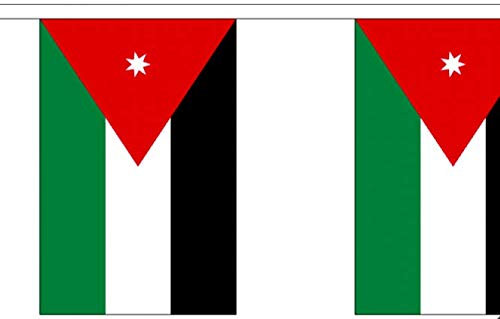 FlagSuperstore© Jordan-Wimpelkette – Naher Osten – 9 Meter – Polyester – 30 Flaggen pro 9 m Länge