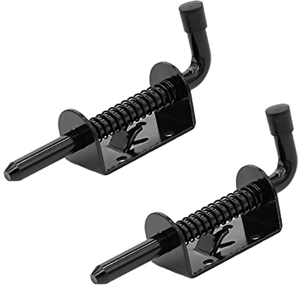 5 Inch Spring Loaded Latch Bolt, Heavy Duty Spring Loaded Latch Pin Door Lock,1/2 Pin Shed (2, Black)