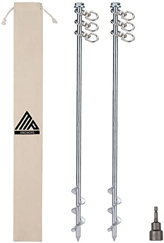 Erdanker, 61 cm, Set mit 2 robusten Erdankern, zum Einschrauben, Bohrer im Lieferumfang enthalten, ideal für Wohnmobile, Schuppen, Schaukelsets, Bäume, Markisen und Vordächer