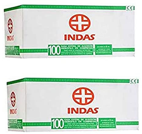 2 Indas Compresse gaze stérile 100 + 100 unités. 160 g.