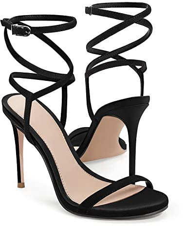 Coutgo Womens Strappy Lace up Heels Sandals Sexy High Heeled Ankle Strap Summer Dress Shoes 8.5