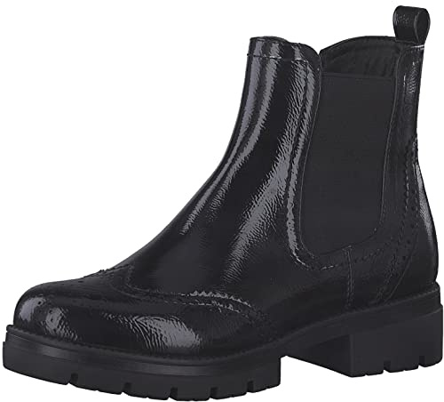 Tamaris Femme Damen 1-1-25489-29 Bottine, Noir breveté, 41 EU