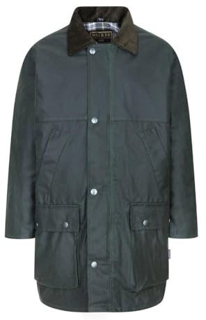 Walker & Hawkes - Veste cirée pour Enfant - rembourrée - Chasse/Campagne - Vert Olive - 9-10 Ans