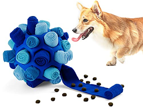 Tesytto Schnüffelball für Hunde Interaktives Hundespielzeug Ermutigen Natürliche Nahrungsfähigkeit Slow Food Training Bissresistenter Welpe Spielen Tragbare Hunde Intelligenzspielzeug(Herbstblau)