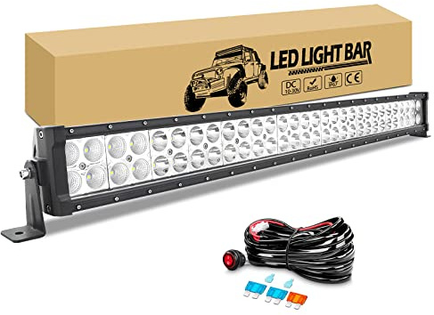 RIGIDON Led Lichtleiste kfz aussen mit 12V Kabelbaum, 32 Zoll 80 cm 180W | Arbeitsscheinwerfer Lichtbalken Zusatzscheinwerfer Offroad Led Bar Wasserdicht für Auto SUV ATV LKW 4x4 Traktor Fahrzeuge