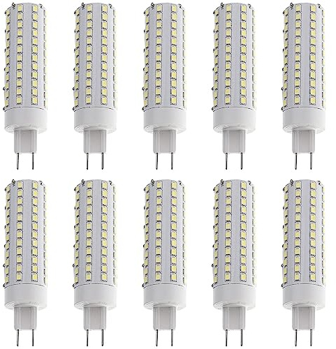 TPMAFF G8.5 LED Bulb 10 Watt 1000 Lumens Dimmable G8.5 Light Source G8.5 Bi-Pin Base LED Corn Light Bulb (100 Watt Halogen Equivalent), Adjustable Brightness 10% -100% (Pack of 10)