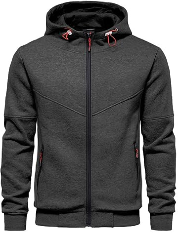 CTU Huvtröjor för män sweatshirts jackor långärmad fleece dragkedja huvtröjor för män S-4XL, Mörkgrå, XL