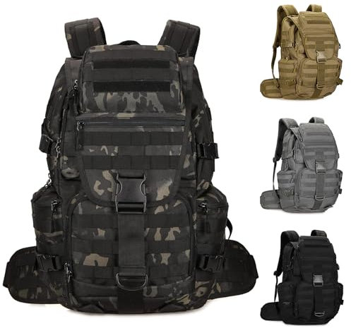 HRTACPAG 50L Militärischer Taktischer Rucksack, Molle, Schwarz Camouflage, Large