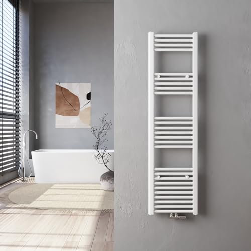 Heilmetz Badheizkörper 40 x 140 cm Handtuchtrockner Heizkörper Bad Mittelanschluss 476 Watt Leistung Handtuchwärmer Handtuchheizkörper Weiß Gerade