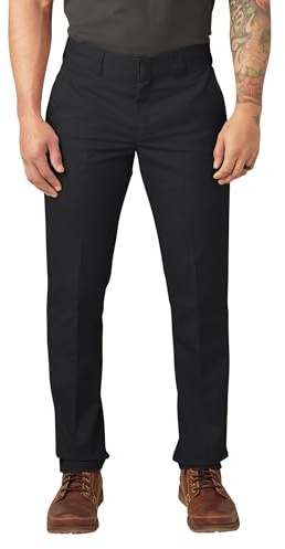 Dickies Men's Slim Fit Tapered Leg Multi-use Pocket Work Pants Business Casual, Black, 36W x 32L