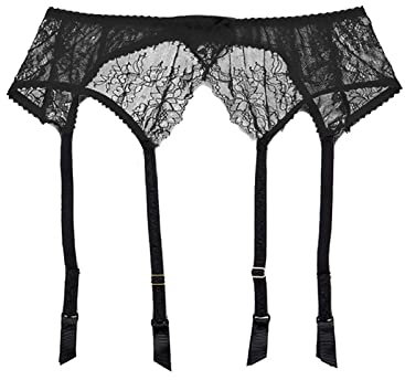 Damen-Kniestrümpfe Elastische Unterwäsche Unterwäsche Underpant Brief Strapse Strümpfe (Black, One Size)