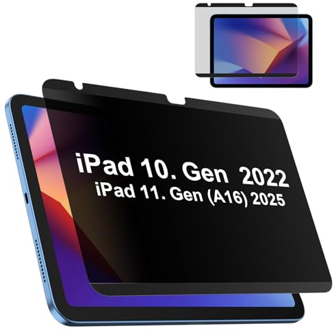 IPROKKO Magnetischer Blickschutzfolie Kompatibel mit iPad 10.Gen 10,9 Zoll 2022/iPad 11.Gen(A16) 11 Zoll 2025, Abnehmbar Anti Glare Blaulicht Sichtschutzfolie Sichtschutz Folie Privacy Screen