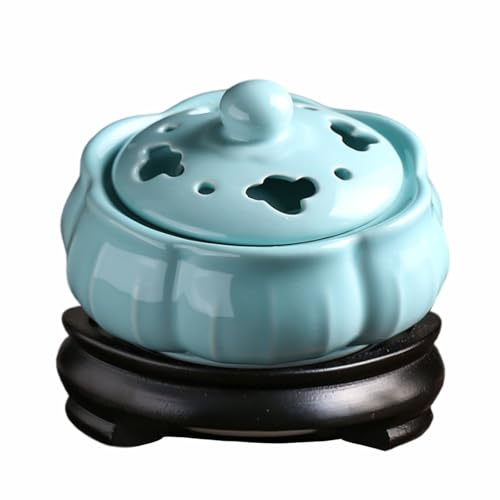 Electric Resin Burner with Timing,Ceramic Incense Burner,Frankincense Bakhoor Censer 110 V for Home Porch,Patio,Garden,Office,Yoga, Living Room, Meditation Room (Blue)