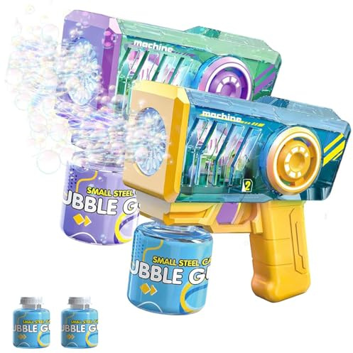 Bubble Gun for Kids, 2 Pcs Automatic Bubble Gun with 2 Bottles of Bubble Solution, 5000+ Bubbles Per Min Bubble Maker Outdoor Toys for Party