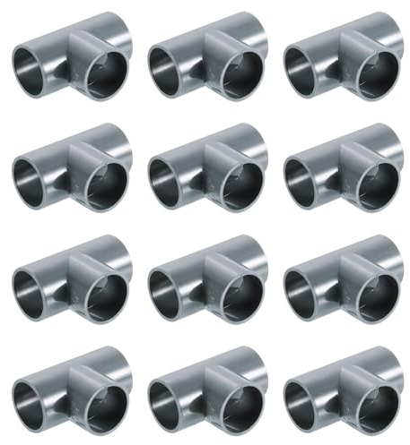 sourcing map 1 PVC Tee, 12 Pcs 3 Way Elbow Connector Furniture Grade PVC Tee Elbow Pipe Fitting Adapter Corner Fitting for Water Supplies Build Furniture Shelves Tents, Grey
