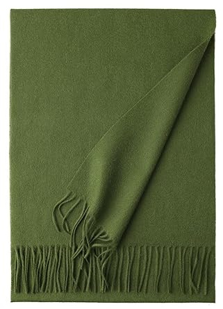 Prettystern weicher Wollschal einfarbig mit Fransen für Herbst Winter Herren und Damen