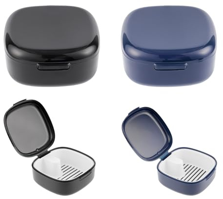 2 Pièces Boite Appareil Dentaire, Boite Gouttiere Dentaires, Boîte à Prothèses Dentaires avec Tamis, Boîte de Rangement pour nettoyageNProthese Dentaire