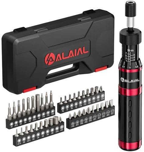 ALAIAL Cacciavite Dinamometrico 1-7 NM, 1/4 Chiave Dinamometrica Regolabile, 41 Pezzi Kit Chiavi Dinamometriche per Riparazione di Bici, Modellism