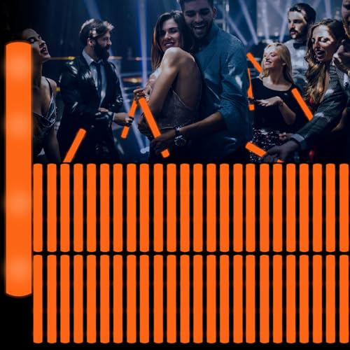 YOFOBU Confezione da 48 bastoncini luminosi in schiuma a LED, con 3 modalità lampeggianti, bacchette arancioni fluorescenti, ideali per feste, Halloween, giorno del Ringraziamento, Natale, compleanno