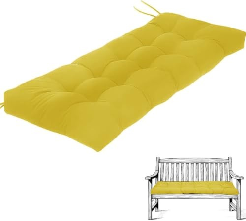 Bänkkuddar för Inomhus/Utomhus Möbler, Tuftad Gungstol/Pianostolskudde med Antislip Undersida - Bänksitskydd för Fönsterbänkssoffa/Soffa/Patio(Gul,45x45cm/18x18in)