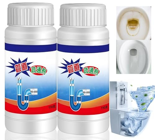 2Pcs Powerful Sink and Drain Cleaner,Bathroom Drain Unblocker,Powerful Pipe Dredging Agent,Dr/ain Unblocker Liquid Heavy Duty,Deodorizing &Cleansing,for Kitchen Bathroom Toilet Shower,Easy Operation
