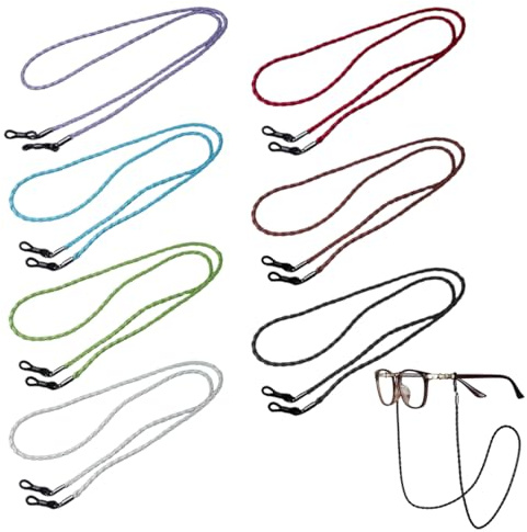ZENQARI 7 Pezzi Catena di Occhiali Pelle Catena per Occhiali da Sole Regolabile Ideale per Occhiali da Sole e Occhiali da Lettura Decorazione per Collo