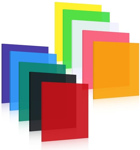 10 Pcs Colored Acrylic Sheets 20cm x 20cm, 3mm Thick Plastic Panels Colorful Acrylic Board for DIY Projects Laser Cutting Creative Crafts and Home Decoration