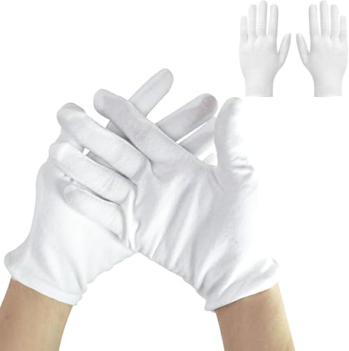 6 paia di guanti di cotone bianchi morbidi guanti protettivi per mani asciutte idratanti guanti per la cura delle mani in cotone (bianco)