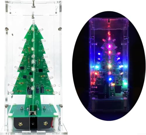 Kit per albero di Natale elettronico fai da te, kit per albero di Natale con LED lampeggiante, per adolescenti e adulti, decorazione educativa per le vacanze (7 colori)