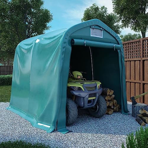 Tenda da garage in PVC, 2,4 x 2,4 m, verde scuro, robusta tenda impermeabile con telaio in acciaio zincato, ideale per la conservazione dei veicoli e per esterni