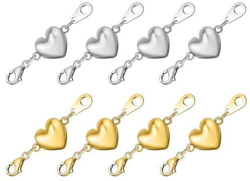 Sterling Silver 925/14K Gold Heart Shaped Magnetic Lobster Clasps DIY