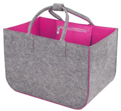 JIXUAN Felt Shopping Bag, 40x27x27cm, 30L Foldable Storage Basket Tote