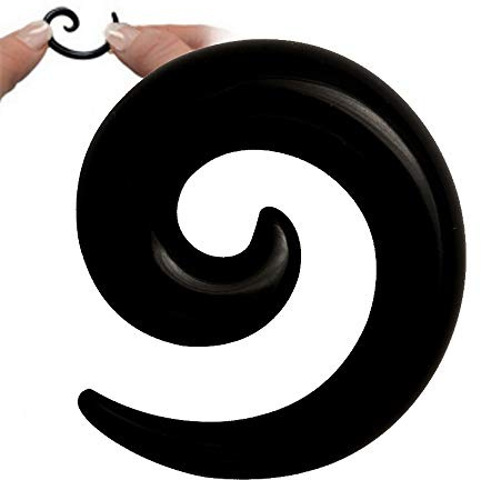 Treuheld® | Schwarze Silikon Dehnschnecke/Dehnsichel - 7 Größen: 3-12mm - sehr flexibel - Dehnungsschnecke für Ohr & Piercings - Flesh Tunnel Expander/Dehner für Plugs aus schwarzem Silicon