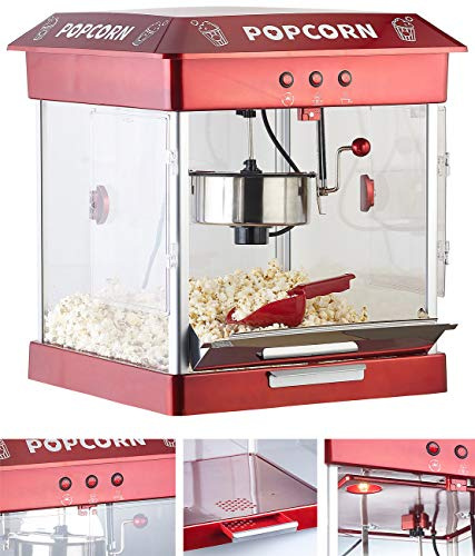 Rosenstein & Söhne Popcornmaschine Gastro: Profi-Gastro-Popcorn-Maschine mit Edelstahl-Topf, 800 Watt (Popcornmaschinen für süßes Popcorn, Maschine Retro, Gastronomie)