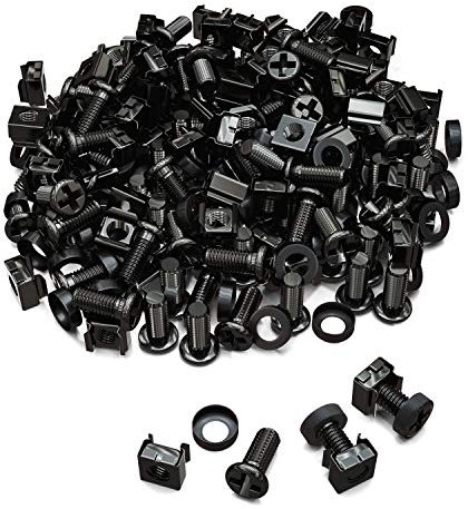 deleyCON 100x M6 Käfigmuttern Schrauben Set für Netzwerkschränke - 100er Set Patchpanel Racks Servergehäuse 19 Zoll 10 Zoll Montagesatz Stahl - Schwarz