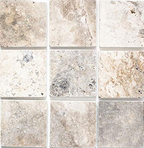 Azulejo Travertino Piedra Natural Plata Blanco Gris Claro Piedra Natural Baldosa Plata Aspecto Antiguo Plato de Ducha Azulejos Cocina - MOSF-45-47010