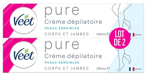 Veet Minima Pure Enthaarungscreme – weich und langanhaltend nach der Enthaarung – empfindliche Haut – Tube 200 ml (2 Stück)