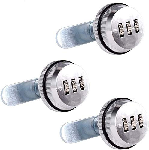 Spotact Associazione Cam Serratura di Sicurezza Serrature Brillante Chrome Lega di Zinco Password Codificate Serratura per Scatola Gabinetto (3 Pcs-3cm)