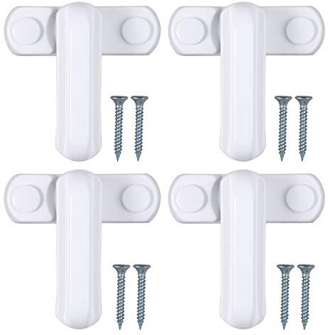 Kamtop Sash Jammers Fensterriegel, 4 Stück, Aluminiumlegierung, Sicherheits-Blocker, mit Befestigungsschrauben für UPVC-Fenster, Türen, Haussicherheit, weiß