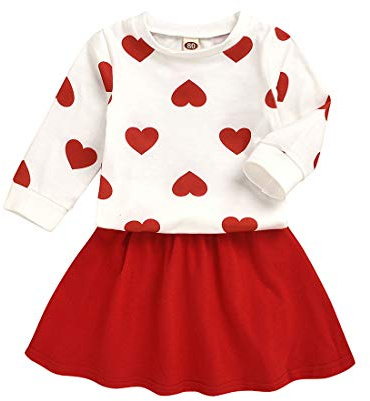 Verve Jelly 2 pièces enfant en bas âge infantile bébé filles tenues ensemble à manches longues coeur imprimé pull T-Shirt hauts + couleur unie Tutu jupe automne hiver vêtements ensemble
