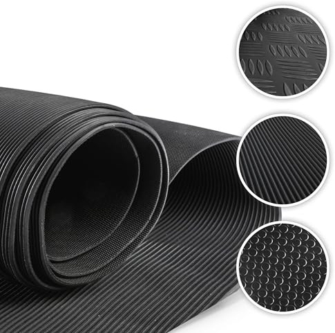 Walser Gummimatte Saturn, zuschneidbare Gummimatten Boden 100x200 cm, Gummimatte Außenbereich, universal Gummi Schutzmatte für Garagen Boden, Werkstatt Boden, Outdoor, Gummimatte Meterware schwarz