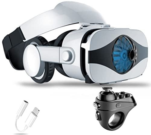 JYMYGS Lunette 3D VR, Casque de Réalité Virtuelle, Casque VR, Contrôleur Bluetooth Smartphone pour iPhone 13 Pro Max/13 Pro/13/12/11, pour Samsung Galaxy S21, Huawei, Xiaomi séries