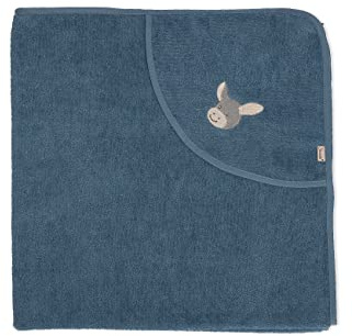Sterntaler Baby Jungen Badetuch Baby GOTS Emmi - Badeponcho Baby, Kapuzenhandtuch, Badehandtuch Kinder mit Eselmotiv - Bio - graublau