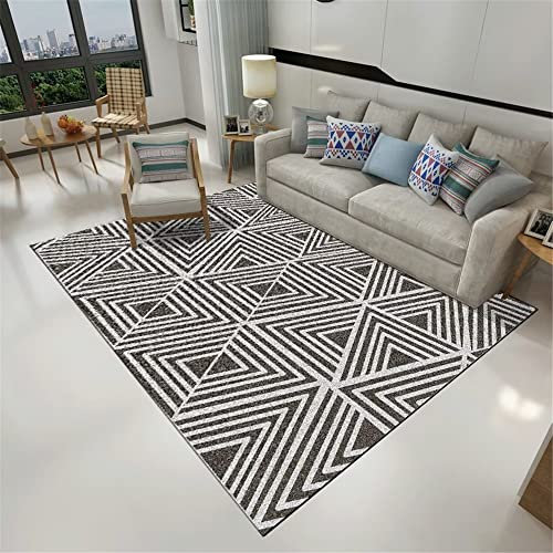 DJHWWD Teppich Draussen Outdoor grau Kind Balkon Wetterfest Salon-Teppich-Grauer gestreifter geometrischer Muster-weicher 140X200CM schlafzimmerteppich webteppich