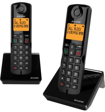 Alcatel S280 Duo Schwarz, Duo-Schnurlostelefon, Freisprecheinrichtung, Telefonbuch mit 50 Namen und Nummern, Funktion zum Blockieren von unerwünschten Anrufen