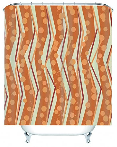 Hoisy Shower Curtains Waterproof, Duschvorhang Muster Einfaches Geometrisches Muster Dunkelorange Größe 165X200CM