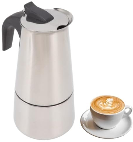 Cyrank Stovetop Espresso Maker, Large Capacity Percolator Coffee Maker Portable Stainless Steel Moka Pot for Home and Outdoor Camping(300ML)